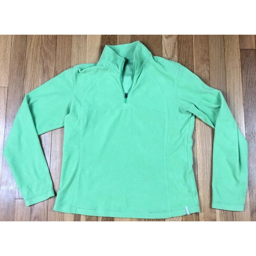 Columbia Jacket Womens Small Green‎ Long Sleeve Cotton 1/4 Zip Top Adult